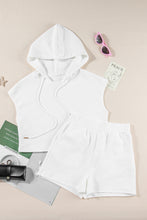 Load image into Gallery viewer, White Textured Cropped Hoodie and Shorts Set