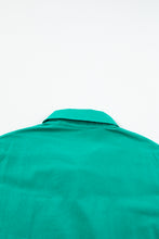 Load image into Gallery viewer, Bright Green Shirred Ruffle Sleeve Button Up Short Dress