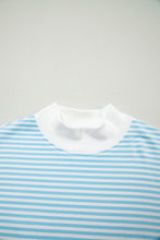 Load image into Gallery viewer, Pink Stripe Oversize Mock Neck Sweatshirt and Shorts Set