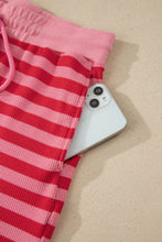 Load image into Gallery viewer, Pink Stripe Puff Short Sleeve T Shirt Matching Shorts Set