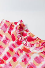 Load image into Gallery viewer, Pink Abstract Print Frilly Neck Sleeveless Mini Dress