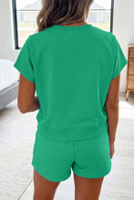 Load image into Gallery viewer, Mist Blue Solid Color Loose Tee Drawstring Shorts 2pcs Outfit