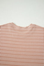 Load image into Gallery viewer, Green Stripe Raised Rib Loose Tee Drawstring Elastic Waist 2pcs Short Set