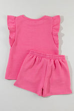 Load image into Gallery viewer, Bonbon Textured Ruffled Sleeve Tee and Drawstring Elastic Waistband Shorts Set