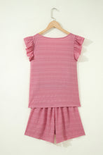 Load image into Gallery viewer, Black Textured Square Neck Top and Shirred High Waist Shorts Set