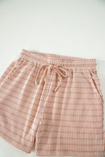 Load image into Gallery viewer, Green Stripe Raised Rib Loose Tee Drawstring Elastic Waist 2pcs Short Set