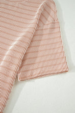 Load image into Gallery viewer, Green Stripe Raised Rib Loose Tee Drawstring Elastic Waist 2pcs Short Set