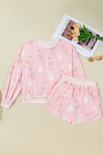 Load image into Gallery viewer, Pink Christmas Tree Nutcracker Doll Print Contrast Trim Long Sleeve Top Matching Shorts Set