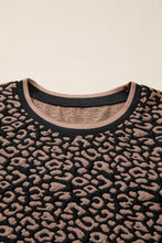 Load image into Gallery viewer, Black Leopard Print Bubble Sleeve Shift Mini Dress