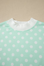 Load image into Gallery viewer, Pink Polka Dot Print Color Block Trim Mock Neck Short Set