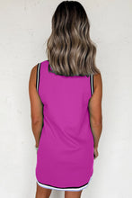 Load image into Gallery viewer, Mint Green Color Contrast Trim V Neck Shift Sleeveless Mini Dress