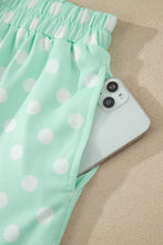 Load image into Gallery viewer, Pink Polka Dot Print Color Block Trim Mock Neck Short Set
