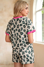 Load image into Gallery viewer, Brown Unique Leopard Print Contrast Trim Top Loose 2pcs Short Set