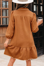Load image into Gallery viewer, Desert Gold Quarter Zip Collar Bracelet Sleeve Textured Mini Dress