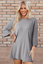 Load image into Gallery viewer, Light Grey Solid Color Loose Tunic Top Loungewear