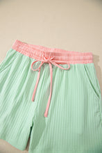 Load image into Gallery viewer, Clearly Aqua Soft Ribbed Color Block Trim Casual Short Set