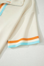 Load image into Gallery viewer, Apricot Colorful Striped Detail Half Zip Polo Tee Loose Shorts Set