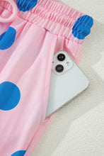 Load image into Gallery viewer, Beige Polka Dot Print V Neck Tee Short Set
