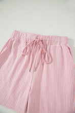 Load image into Gallery viewer, Sky Blue Stripe Dolman Sleeve Polo Shirt and Drawstring Shorts Set
