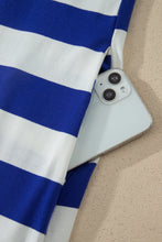 Load image into Gallery viewer, Red Stripe Contrast Trim Round Neck Short Puff Sleeve Shift Mini Dress