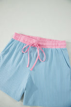 Load image into Gallery viewer, Clearly Aqua Soft Ribbed Color Block Trim Casual Short Set