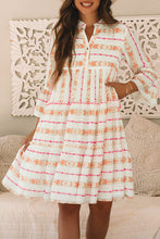 Load image into Gallery viewer, Orange Bohemian Printed Bracelet Sleeve Slit Neck Ruffled Loose Dress