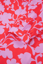 Load image into Gallery viewer, Red Floral Three Quarter Sleeves Ruffle Hem Mini Dress
