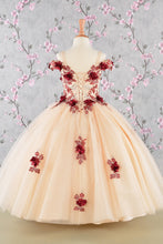 Load image into Gallery viewer, 3-D Flower Embroidery Bead Mesh Kids Dress