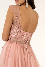 Load image into Gallery viewer, Beads and Sequin Embellished Glitter Mesh A-Line Dress - Mask Not Included
