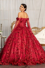 Load image into Gallery viewer, Cut-Away Shoulder Sweetheart Glitter Mesh Quinceanera Dress