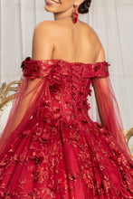 Load image into Gallery viewer, Cut-Away Shoulder Sweetheart Glitter Mesh Quinceanera Dress