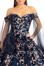 Load image into Gallery viewer, Cut-Away Shoulder Sweetheart Glitter Mesh Quinceanera Dress
