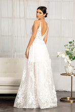 Load image into Gallery viewer, Floral 3D Applique Embellished Mesh V-Neck Wedding Dress