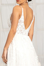 Load image into Gallery viewer, Floral 3D Applique Embellished Mesh V-Neck Wedding Dress