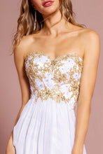 Load image into Gallery viewer, Strapless Sweetheart Chiffon Long Dress with Lace on Bodice