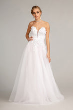 Load image into Gallery viewer, 3-D Flower Embellished Mesh Wedding Gown w/ Rhinestone and Glitter Embellished