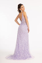 Load image into Gallery viewer, 3-D Flower Glitter Embellished Mermaid Dress w/ Sheer Sides