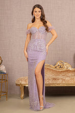 Load image into Gallery viewer, Bead Sheer Bodice Mesh Mermaid Dress w/ Wide Side Slit
