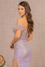 Load image into Gallery viewer, Bead Sheer Bodice Mesh Mermaid Dress w/ Wide Side Slit