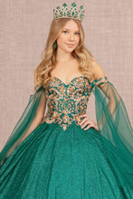 Load image into Gallery viewer, Glitter Sheer Bodice Mesh Ball Gown w/ Detachable Mesh Layers