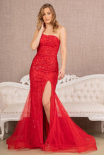 Load image into Gallery viewer, Asymmetric Glitter Mesh Mermaid Dress w/ Mesh Layered Tail