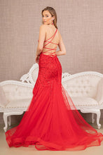 Load image into Gallery viewer, Asymmetric Glitter Mesh Mermaid Dress w/ Mesh Layered Tail