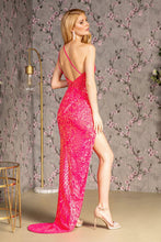 Load image into Gallery viewer, Asymmetric Sequin Mesh Mermaid Long Dress w/ Cut-out Front