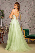 Load image into Gallery viewer, 3-D Butterfly Sheer Corset Bodice Mesh A-line Long Dress