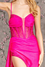 Load image into Gallery viewer, Bead Ruched Side Rome Jersey Mermaid Long Dress w/ Side Drape