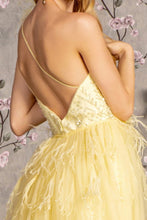 Load image into Gallery viewer, Asymmetric Feather Mesh Mermaid Long Dress w/ Detachable Waist Drape
