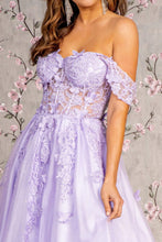 Load image into Gallery viewer, 3-D Butterfly Bead Sheer Bodice Mesh A-line Long Dress