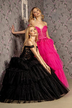 Load image into Gallery viewer, 3-D Flower Off Shoulder Mesh A-line Long Dress w/ Ribbon waist Band
