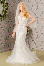 Load image into Gallery viewer, Bead Sequin Mesh Mermaid Wedding Gown w/ Long Sleeves