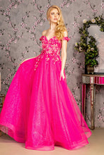 Load image into Gallery viewer, 3-D Flower Emboridery Sheer Bodice Mesh A-line Long Dress